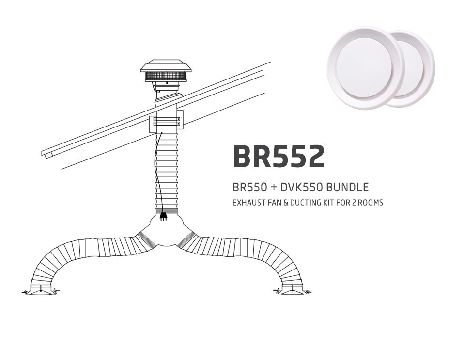 Silent Exhaust Fan Bundle for 2 Rooms - BR552 (BOX-DAMAGED) - Image 2
